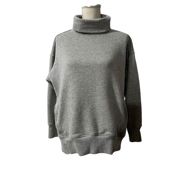 Aerie Grey Oversized Kangaroo Pocket‎ Turtleneck Sweatshirt Size XS - Picture 2 of 7